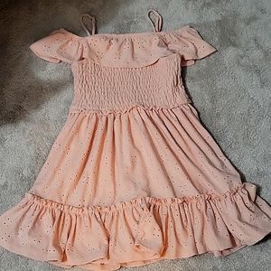 Pink lace shoulder dress